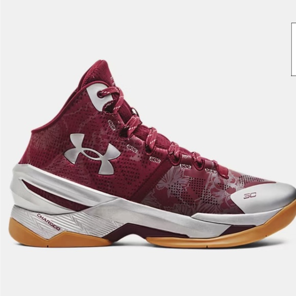 Under Armour Curry 2 Retro Basketball Shoes (Domaine Red Silver Gum) Men 11.5 - Picture 15 of 16